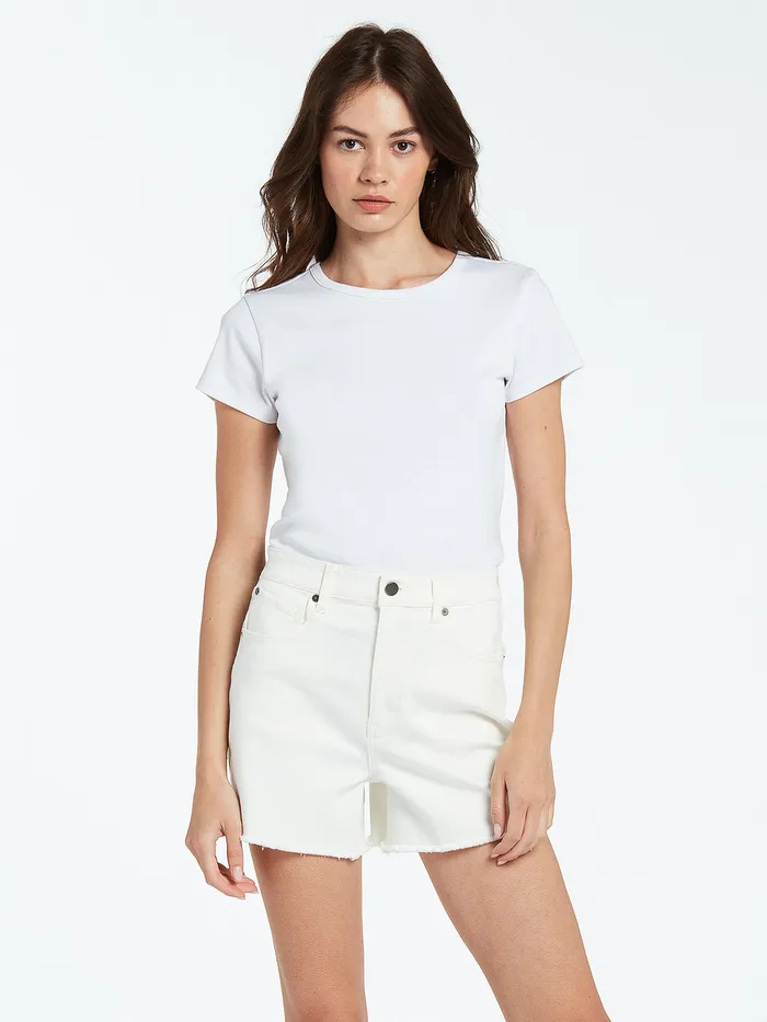 Volcom Denim Stone Step High Rise Denim Shorts 8211 Star White Star White 8211 Womens