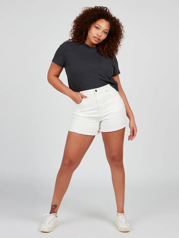 Volcom Denim Stone Step High Rise Denim Shorts 8211 Star White Star White 8211 Womens