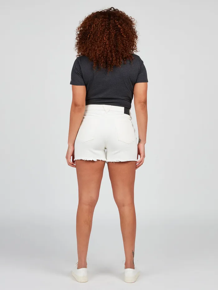 Volcom Denim Stone Step High Rise Denim Shorts 8211 Star White Star White 8211 Womens