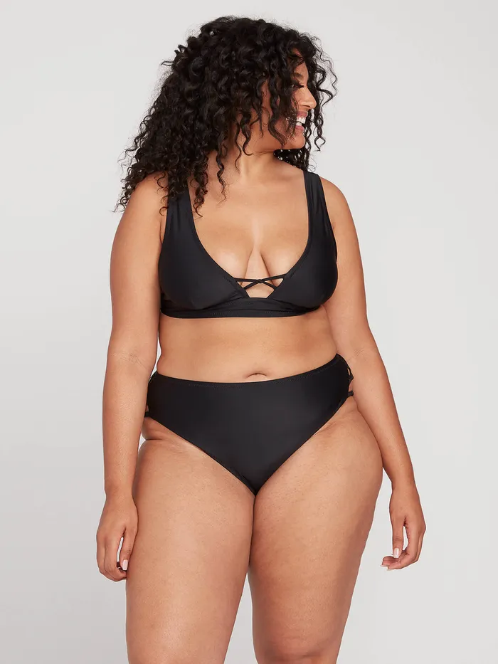 Volcom EcoTrue Swim Simply Solid Retro Bikini Bottom Plus Size 8211 Black Black 8211 Womens