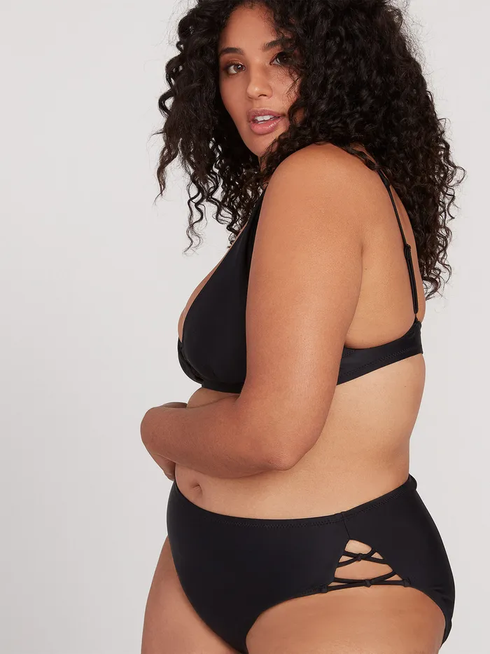 Volcom EcoTrue Swim Simply Solid Retro Bikini Bottom Plus Size 8211 Black Black 8211 Womens