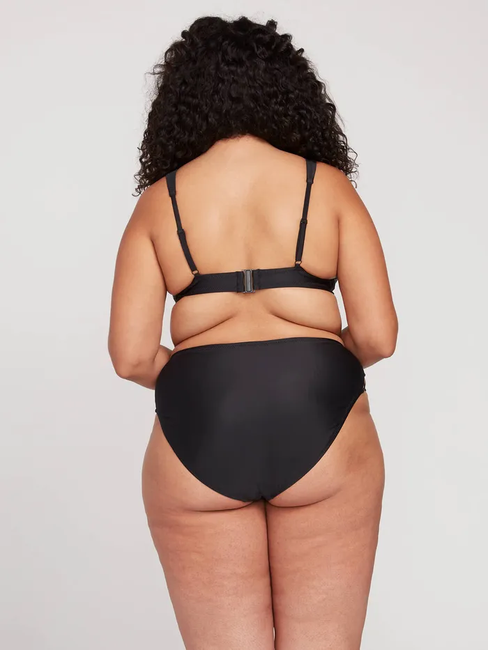 Volcom EcoTrue Swim Simply Solid Retro Bikini Bottom Plus Size 8211 Black Black 8211 Womens