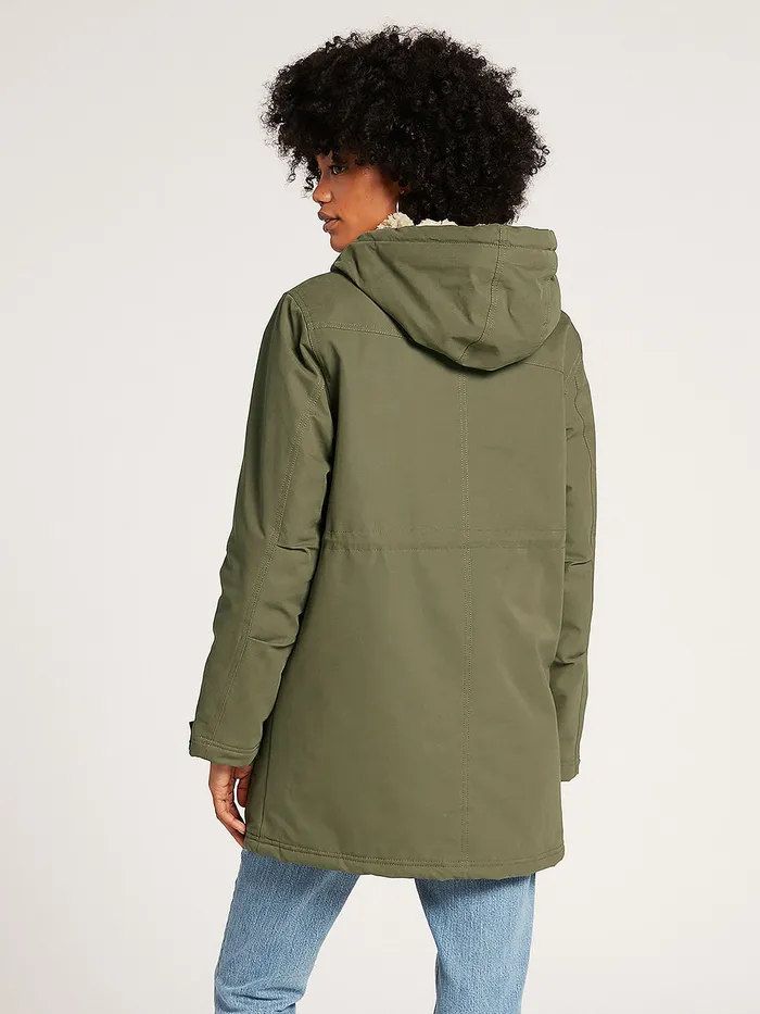 Volcom Jackets Less Is More 5K Parka Jacket 8211 Army Green Combo Army Green Combo 8211 Womens
