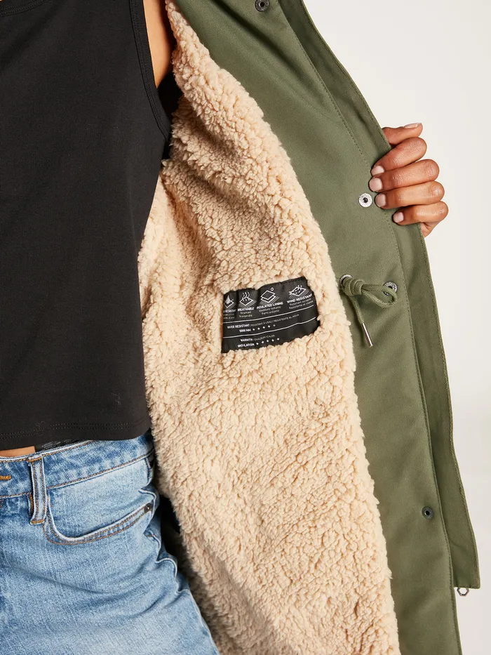 Volcom Jackets Less Is More 5K Parka Jacket 8211 Army Green Combo Army Green Combo 8211 Womens
