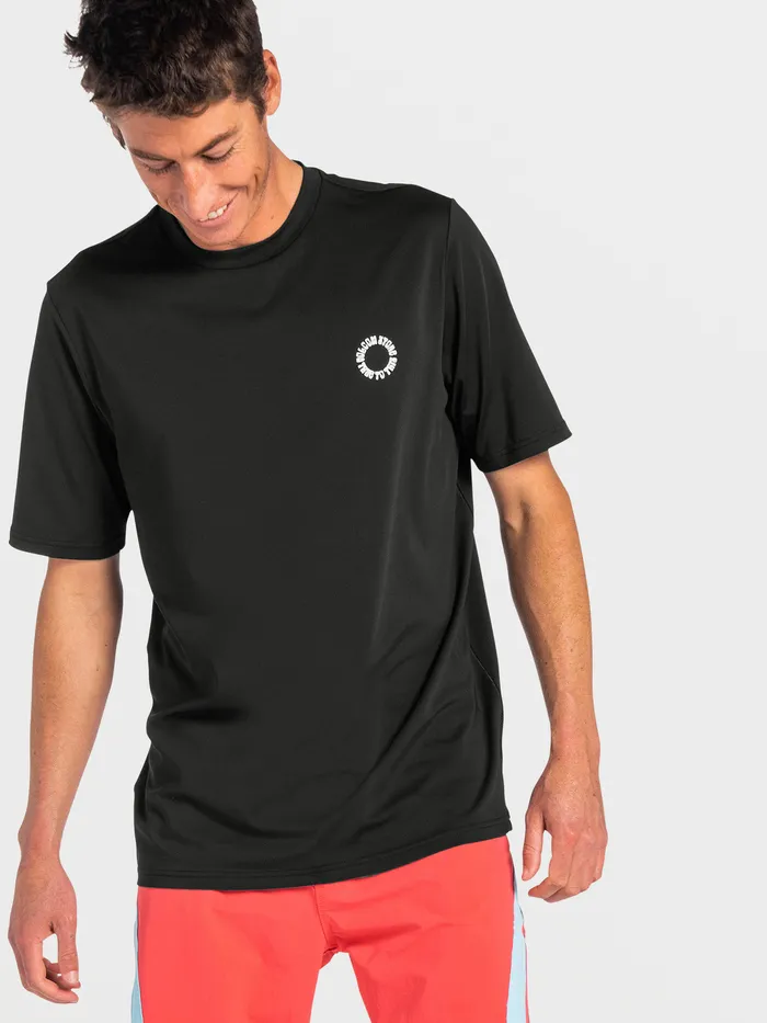 Volcom Rashguards Faulter Short Sleeve UPF 50 Rashguard 8211 Black Black 8211 Mens