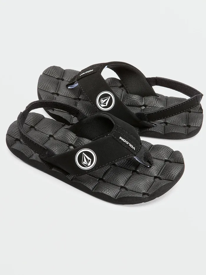 Volcom Sandals Little Boys Recliner Sandal 8211 Black White Black White 8211 Boys