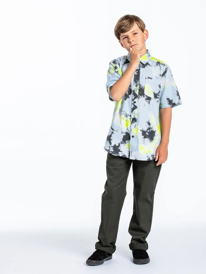 Volcom Shirts and Flannels Big Boys Saturate Short Sleeve 8211 Lime Tie Dye Lime Tie Dye 8211 Boys
