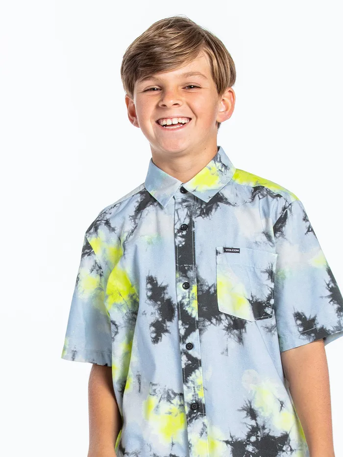 Volcom Shirts and Flannels Big Boys Saturate Short Sleeve 8211 Lime Tie Dye Lime Tie Dye 8211 Boys