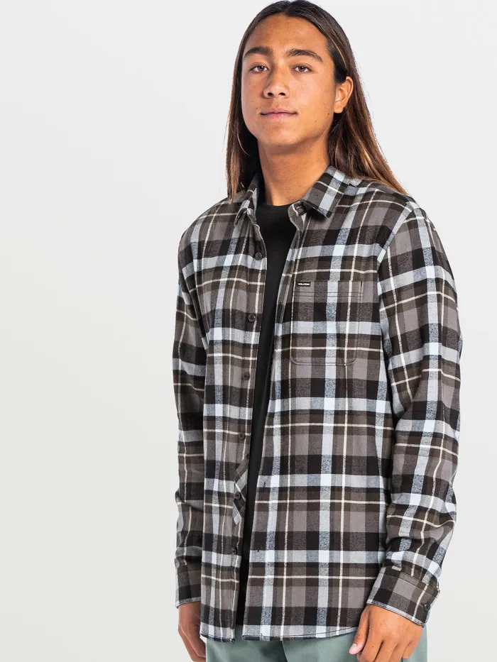 Volcom Shirts and Flannels Caden Plaid Long Sleeve 8211 Lead Lead 8211 Mens
