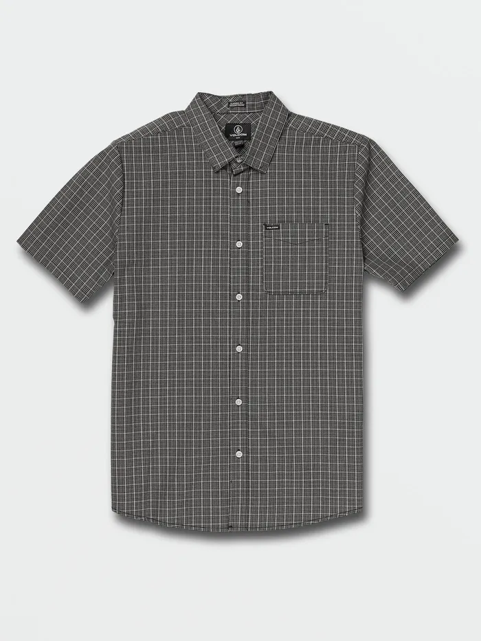 Volcom Shirts and Flannels Mini Check Woven Short Sleeve 8211 Black Black 8211 Mens