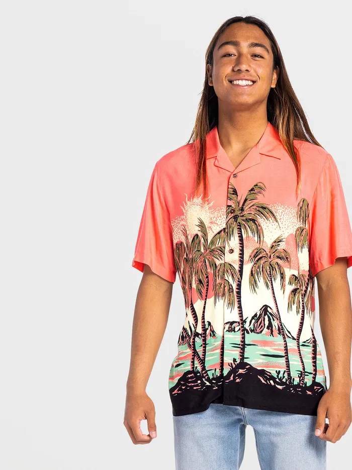 Volcom Shirts and Flannels Parodice Short Sleeve Shirt 8211 Living Coral Living Coral 8211 Mens Volcom Shirts and Flannels Parodice Short Sleeve Shirt 8211 Living Coral Living Coral 8211 Mens