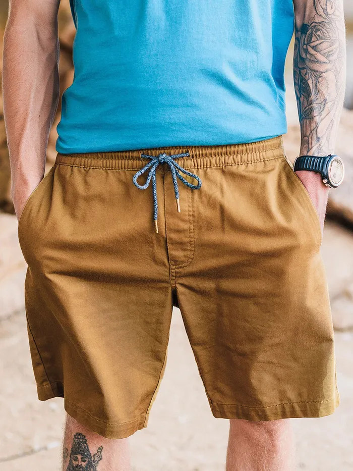 Volcom Shorts Frickin Elastic Waist Shorts 8211 Dark Khaki Dark Khaki 8211 Mens