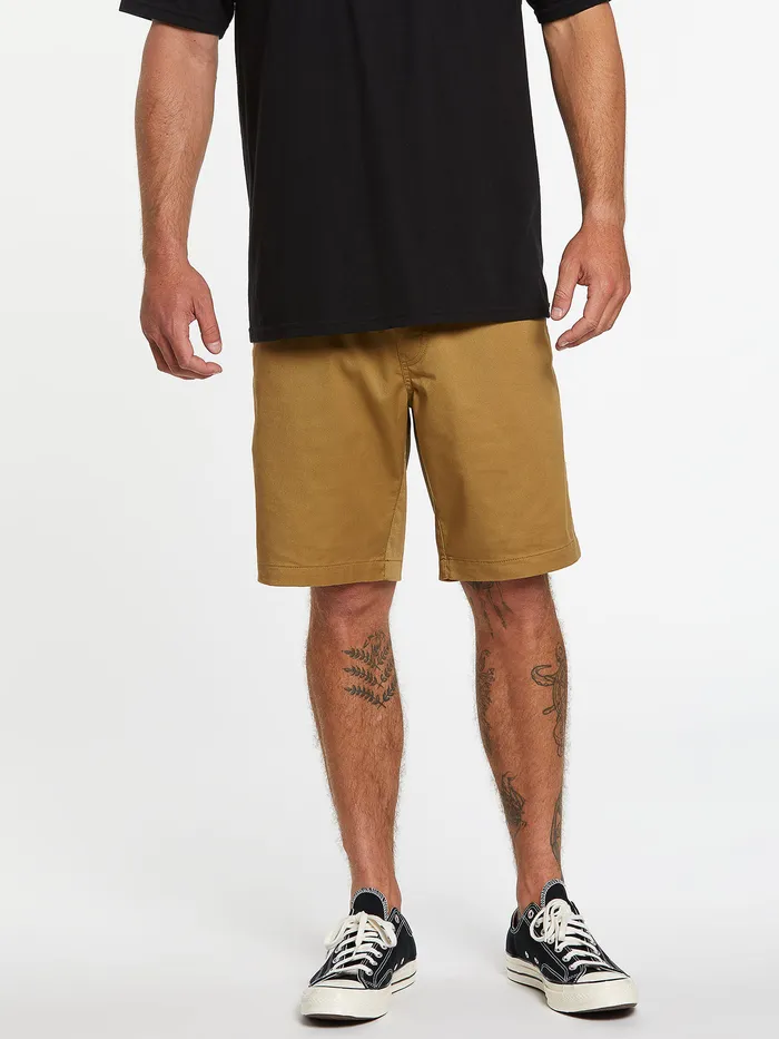 Volcom Shorts Frickin Elastic Waist Shorts 8211 Dark Khaki Dark Khaki 8211 Mens