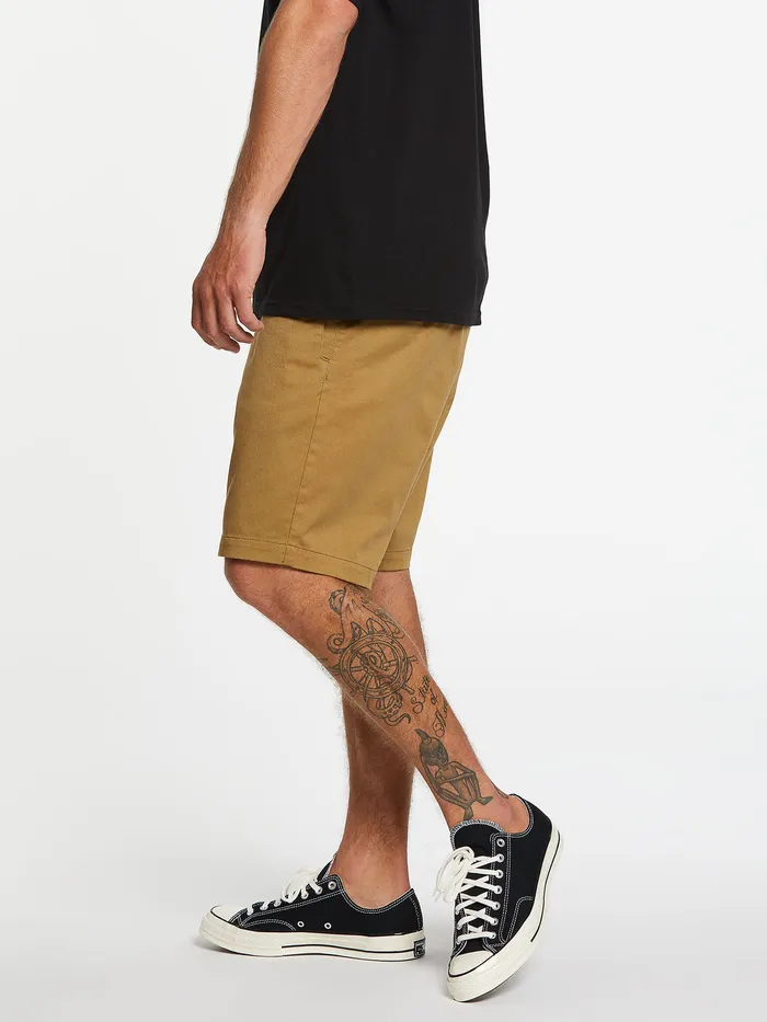 Volcom Shorts Frickin Elastic Waist Shorts 8211 Dark Khaki Dark Khaki 8211 Mens