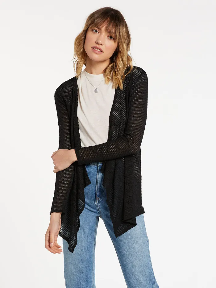 Volcom Sweaters and Cardigans Go Go Wrap Cardigan 8211 Black Black 8211 Womens