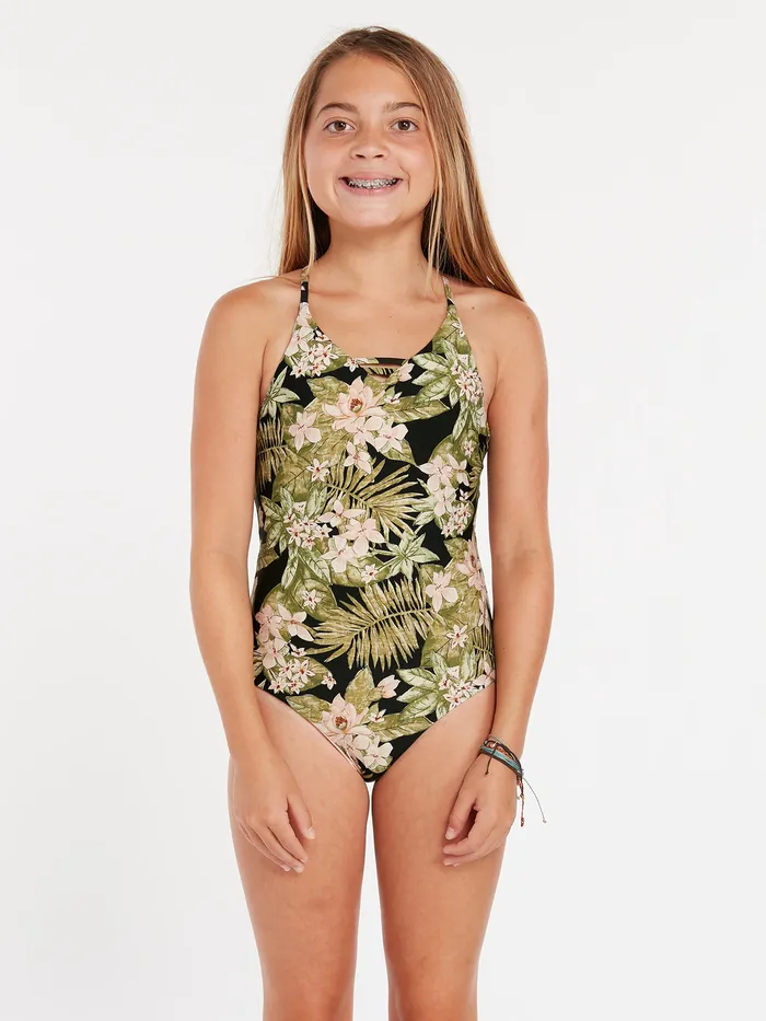 Volcom Swim Girls Wild Child One Piece 8211 Shadow Lime Shadow Lime 8211 Girls