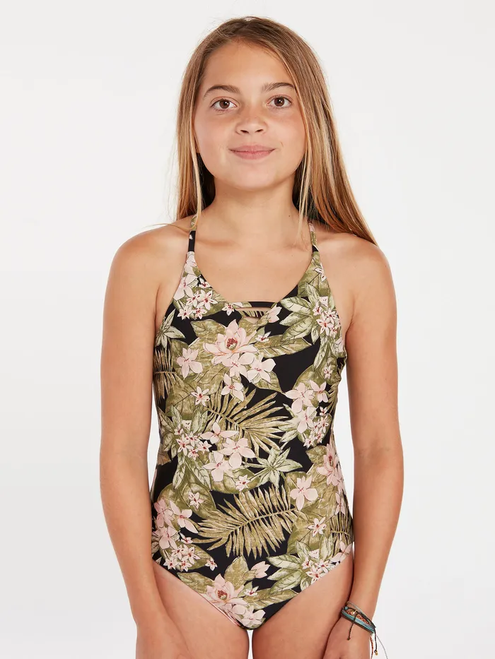 Volcom Swim Girls Wild Child One Piece 8211 Shadow Lime Shadow Lime 8211 Girls