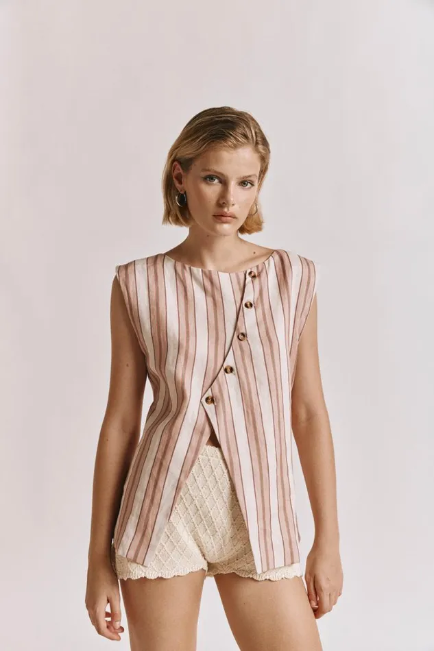 VRG GRL Aria Vest Pink Stripe Women Vests