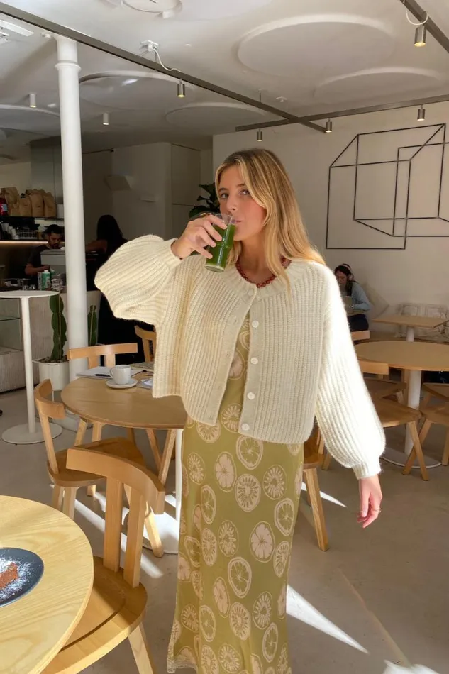 VRG GRL Elsie Knit Cardigan Cream Women Cardigans