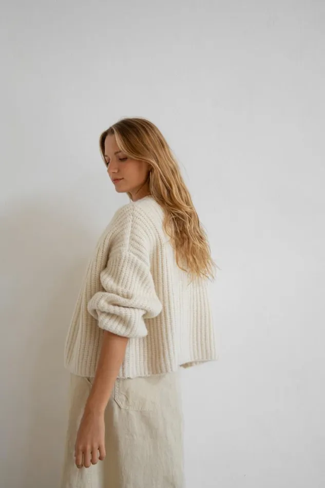 VRG GRL Elsie Knit Cardigan Cream Women JumpersSweaters