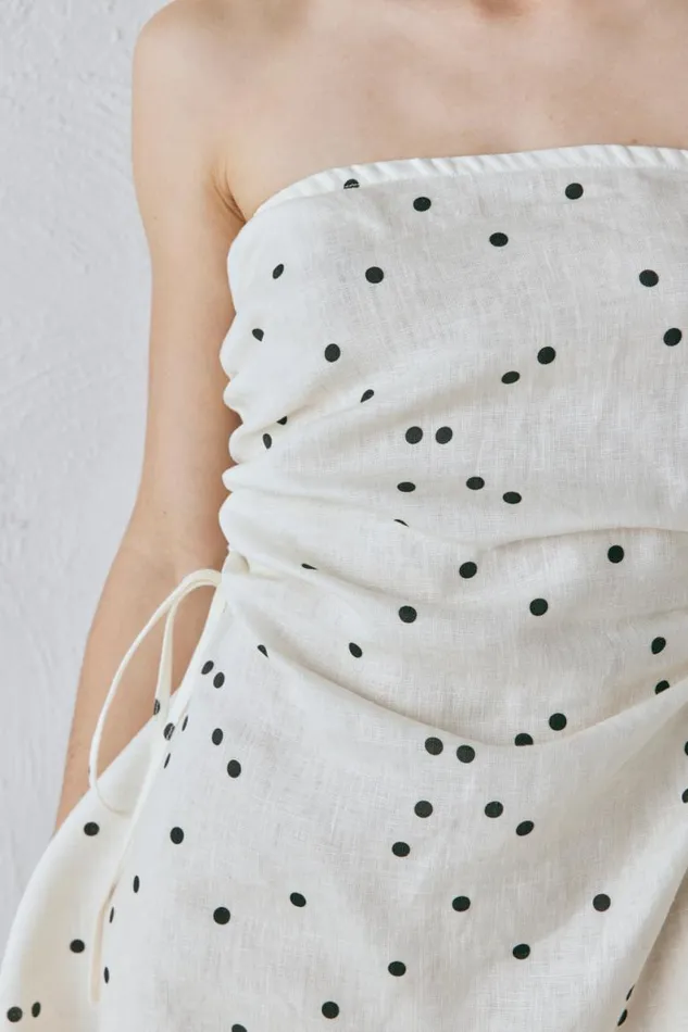 VRG GRL Gaia Linen Mini Dress Dot Women Sets