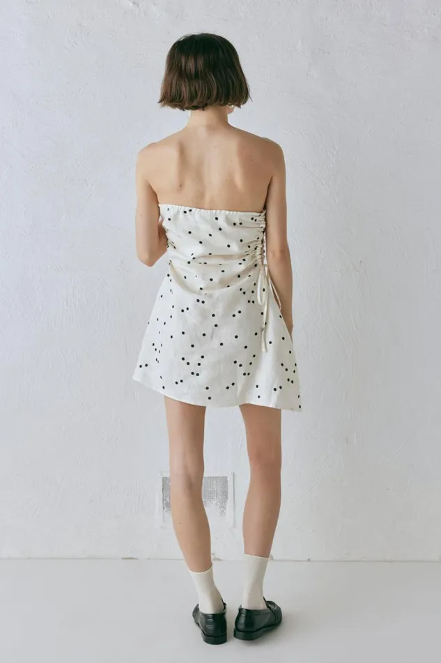VRG GRL Gaia Linen Mini Dress Dot Women Sets