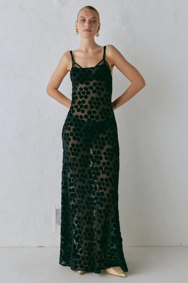 VRG GRL Iris Bias Cut Maxi Dress Black Women MidiMaxi Dresses