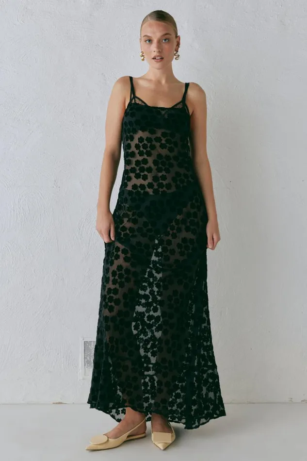 VRG GRL Iris Bias Cut Maxi Dress Black Women MidiMaxi Dresses