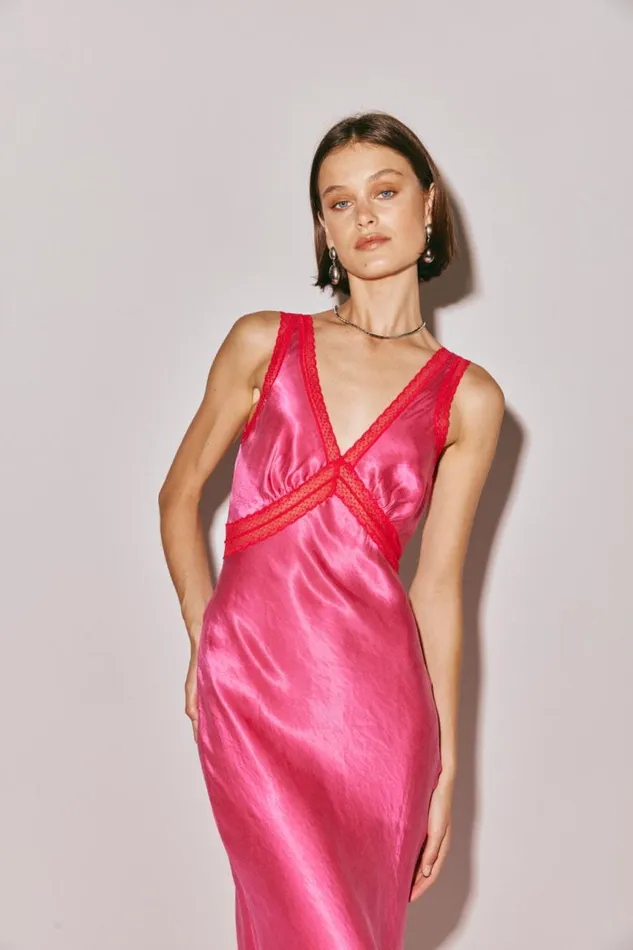 VRG GRL Meet Me On The Dance Floor Bias Cut Maxi Dress Fuchsia Women MidiMaxi Dresses VRG GRL Meet Me On The Dance Floor Bias Cut Maxi Dress Fuchsia Women MidiMaxi Dresses
