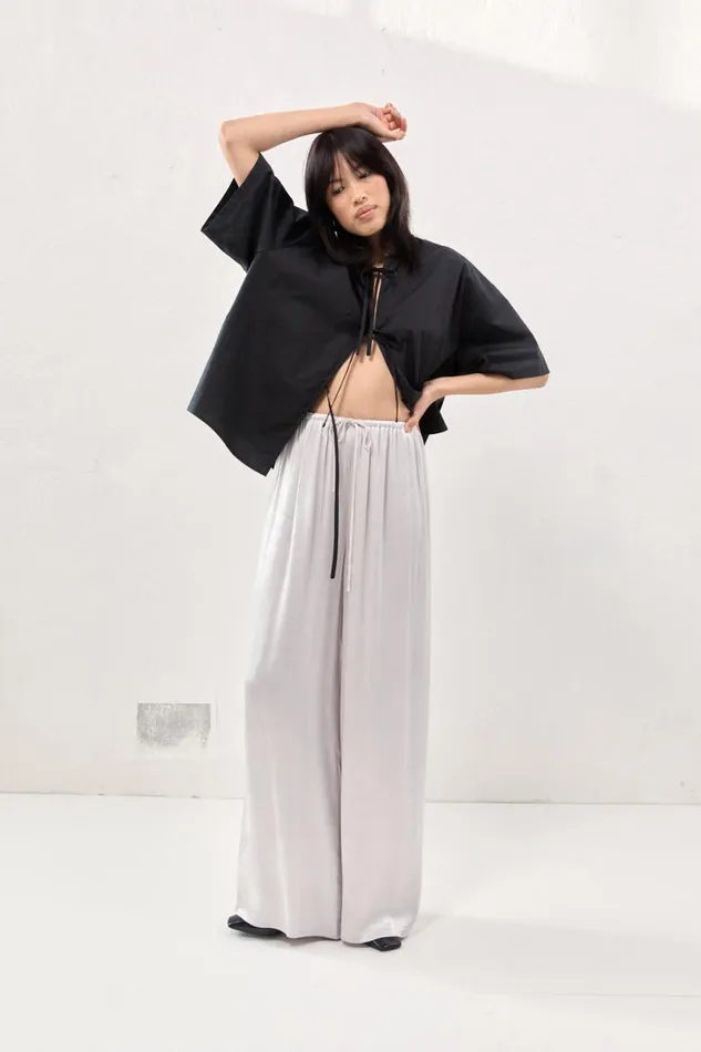 VRG GRL Merci Satin Pants Silver Women Pants