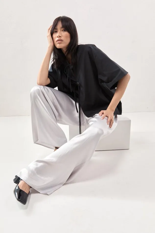 VRG GRL Merci Satin Pants Silver Women Pants