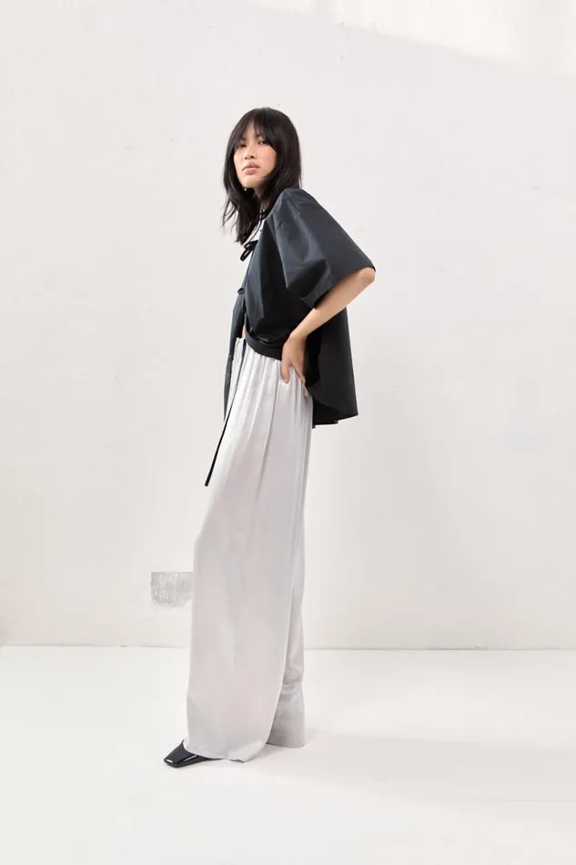 VRG GRL Merci Satin Pants Silver Women Pants