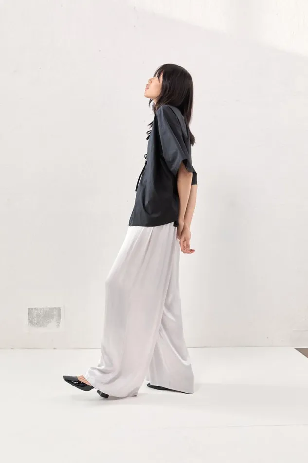 VRG GRL Merci Satin Pants Silver Women Pants