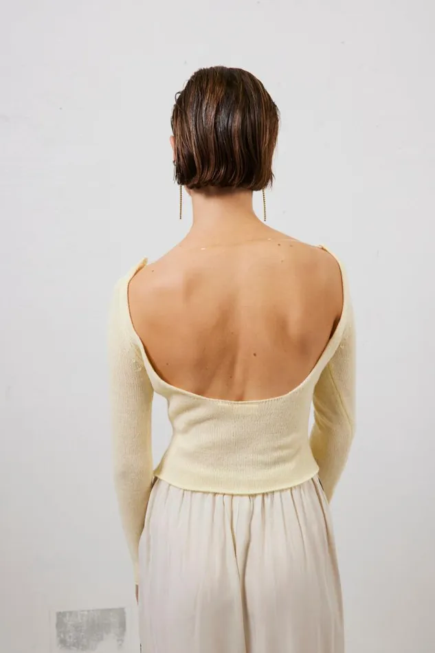 VRG GRL Sardinia Knit Top Cream Women Long Sleeve