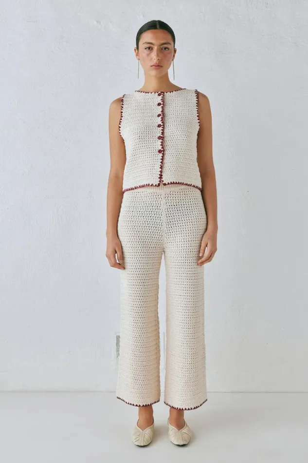 VRG GRL Stella Knit Pants Cream Women Pants