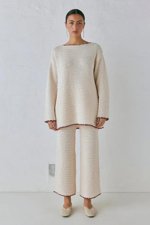 VRG GRL Stella Knit Pants Cream Women Pants