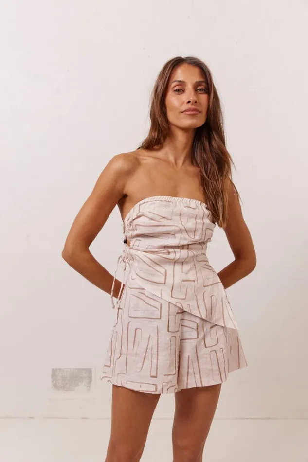VRG GRL Sunrays Linen Top Etch Women Sleeveless