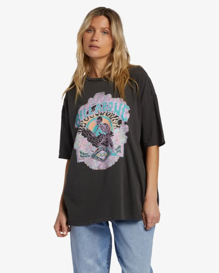 Warm Waves TShirt Off Black Women Billabong Graphic Tees and Tanks