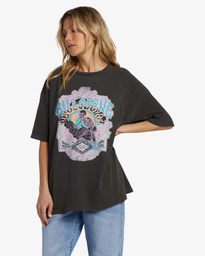 Warm Waves TShirt Off Black Women Billabong Graphic Tees and Tanks
