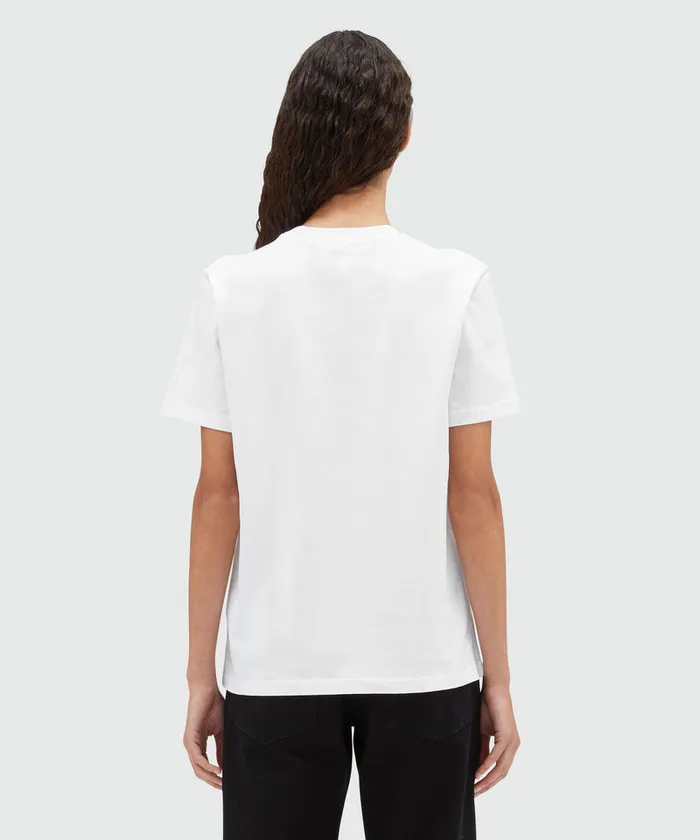 White Jersey TShirt With Brushstroke Logo Women MSGM Tshirts