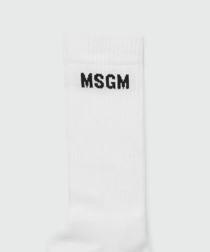 White Stretch Cotton Socks With Impact Logo Men MSGM Socks