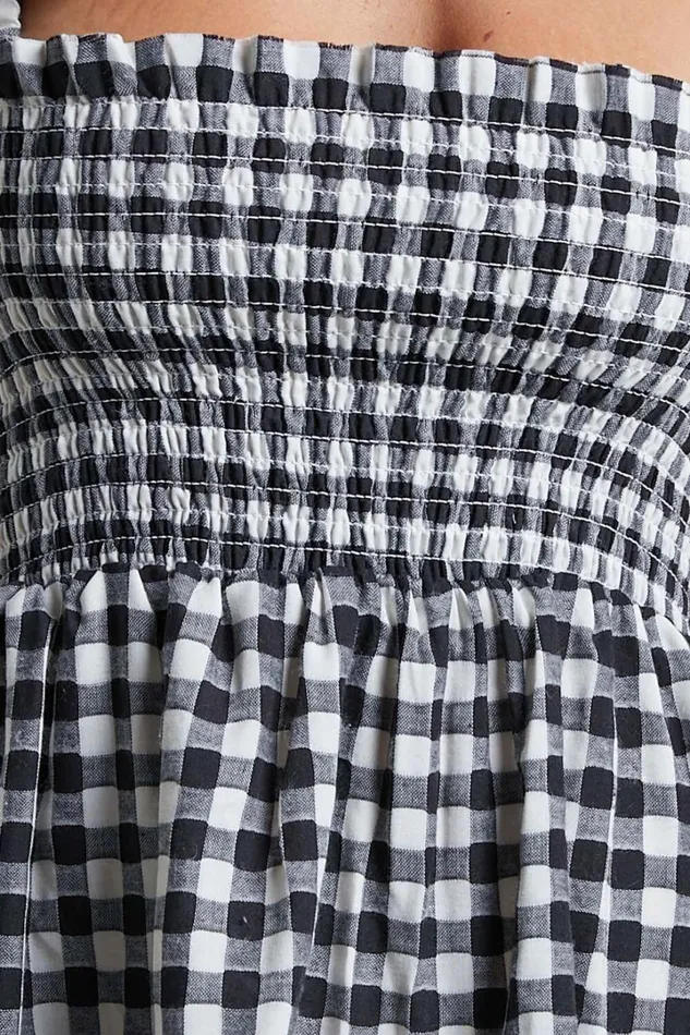 Wilda Mini Dress 8211 Shirred Tiered Dress In Black And White Check Women Showpo Curve Clothes