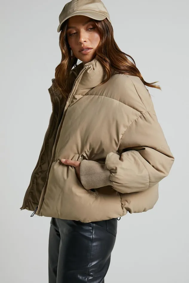Windsor Jacket 8211 Puffer Jacket In Beige Women Showpo Jackets and Coats