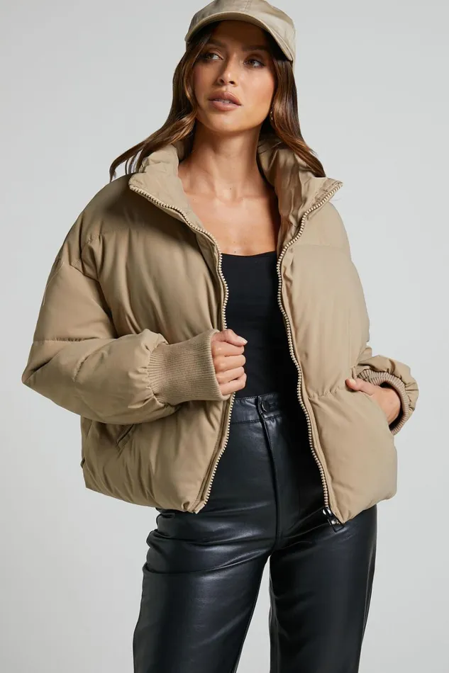 Windsor Jacket 8211 Puffer Jacket In Beige Women Showpo Jackets and Coats