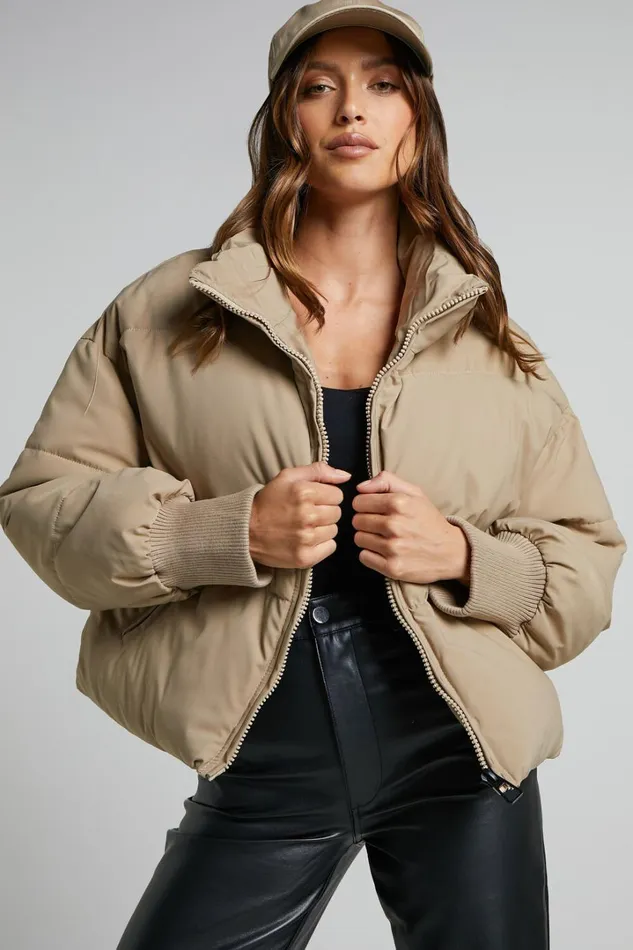 Windsor Jacket 8211 Puffer Jacket In Beige Women Showpo Jackets and Coats