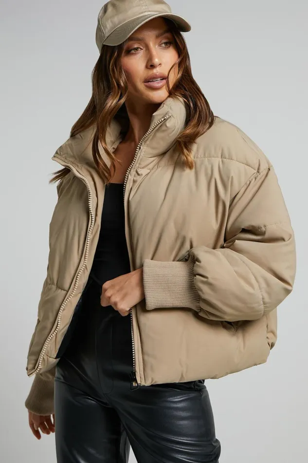 Windsor Jacket 8211 Puffer Jacket In Beige Women Showpo Jackets and Coats
