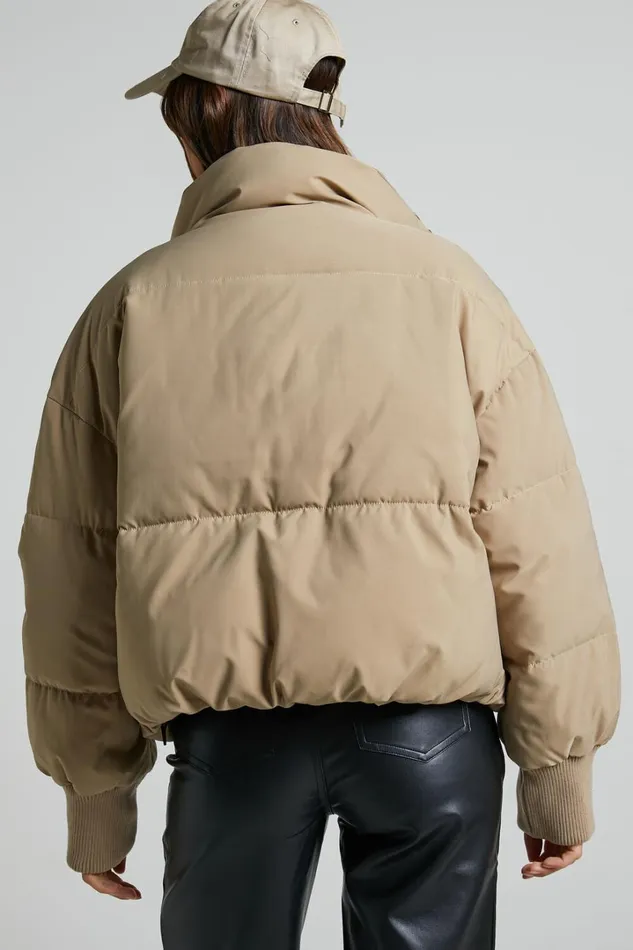 Windsor Jacket 8211 Puffer Jacket In Beige Women Showpo Jackets and Coats
