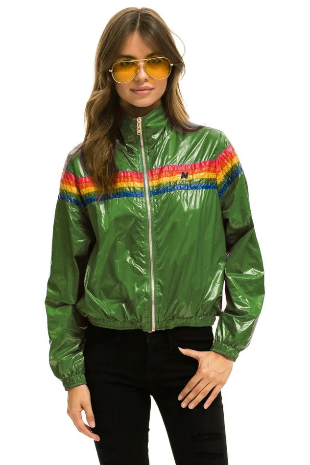 Women 5 STRIPE 8211 WINDBREAKER GARDEN GREEN GLOSSY Aviator Nation Outerwear