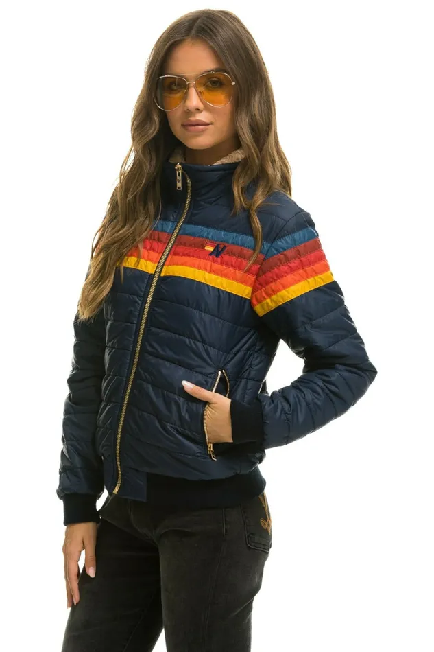 Women 5 STRIPE JACKET 8211 NAVY Aviator Nation Outerwear Women 5 STRIPE JACKET 8211 NAVY Aviator Nation Outerwear