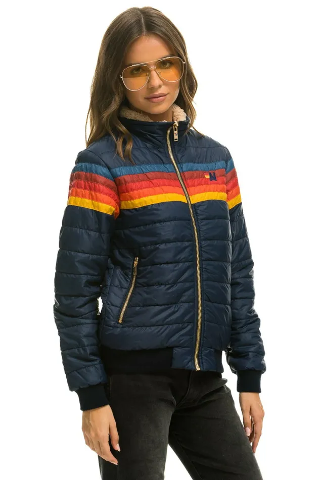 Women 5 STRIPE JACKET 8211 NAVY Aviator Nation Outerwear Women 5 STRIPE JACKET 8211 NAVY Aviator Nation Outerwear